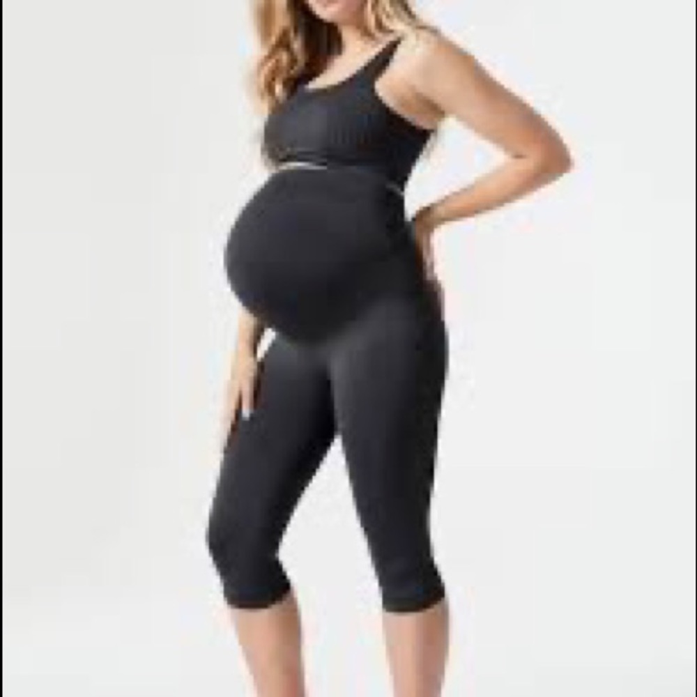 Blanqi MATERNITY BELLY SUPPORT CROP LEGGINGS in black